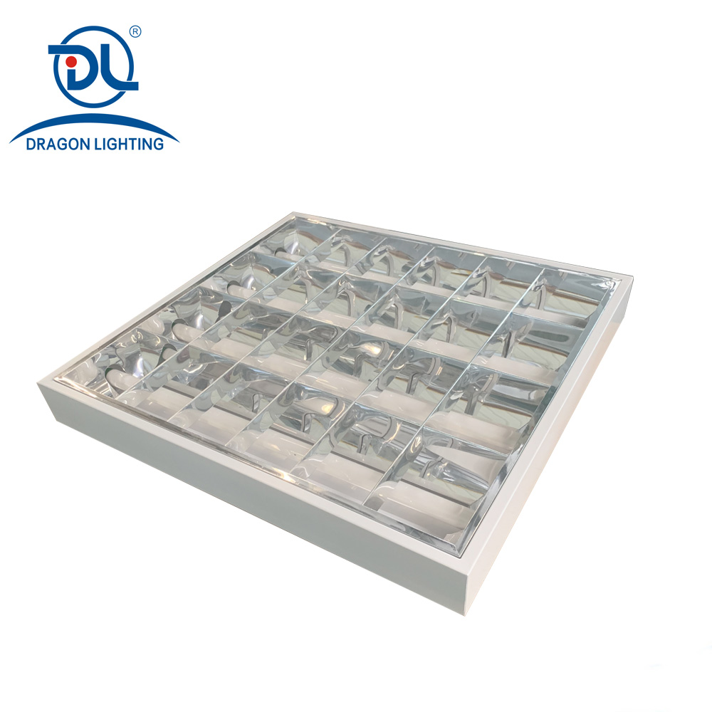 4X8W Recessed Louver Type Troffer Fixture Office T8 Led Grille Fluorescent Light Fixture
