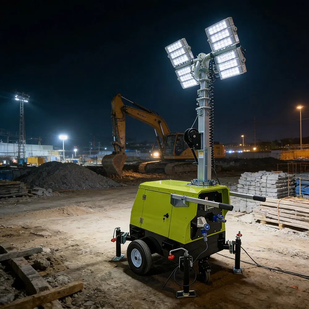 Plug-in Mobile Lighting Tower for Mining Site and Industrial Facility Night Operations