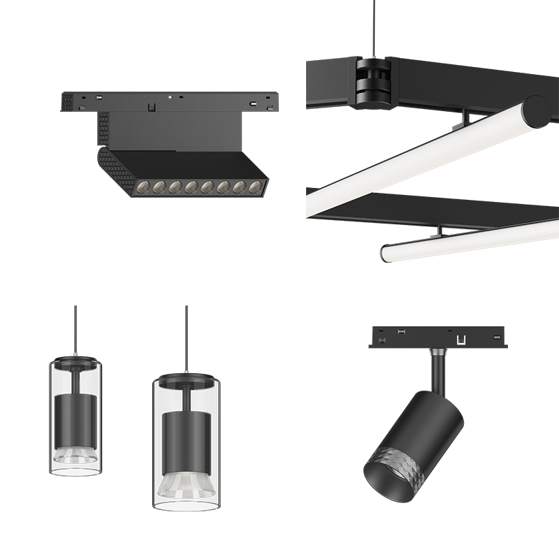 Adjustable Rail Led Track Lighting System Dc48V Dimmable Showroom Magnetic Spot Light Cylinder Down Light Adjust for Hotel
