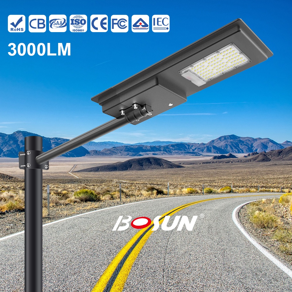 High Lumens Waterproof Outdoor IP65 All in One Solar Street Light for Highway Road Street Usage Long Life-span Solar Light