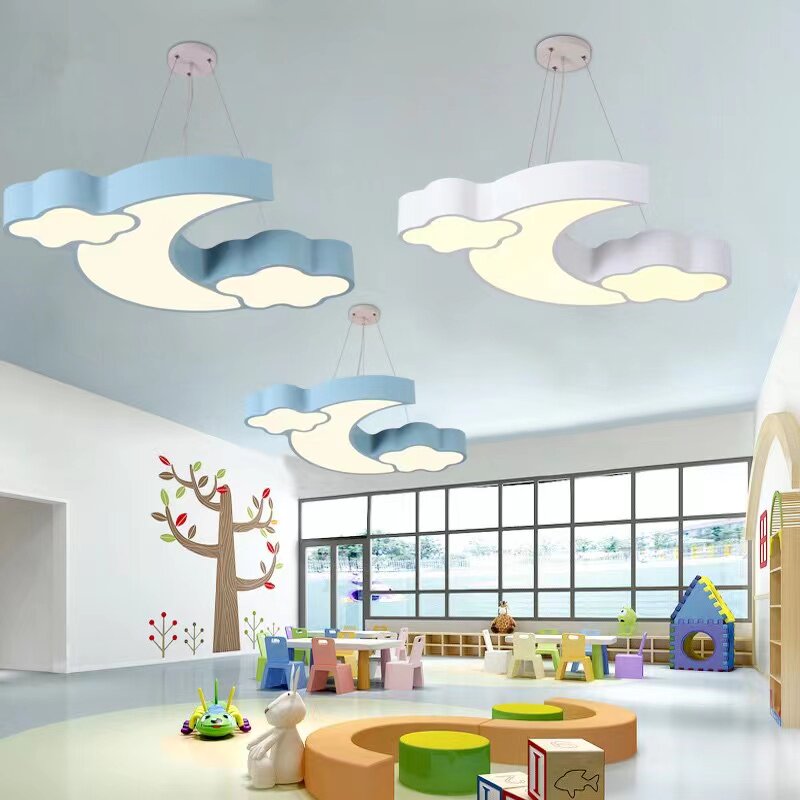 LED Creative Moon Cloud Chandelier Kindergarten Cartoon Lamp Early Education Children's Playground Training Institution Shape