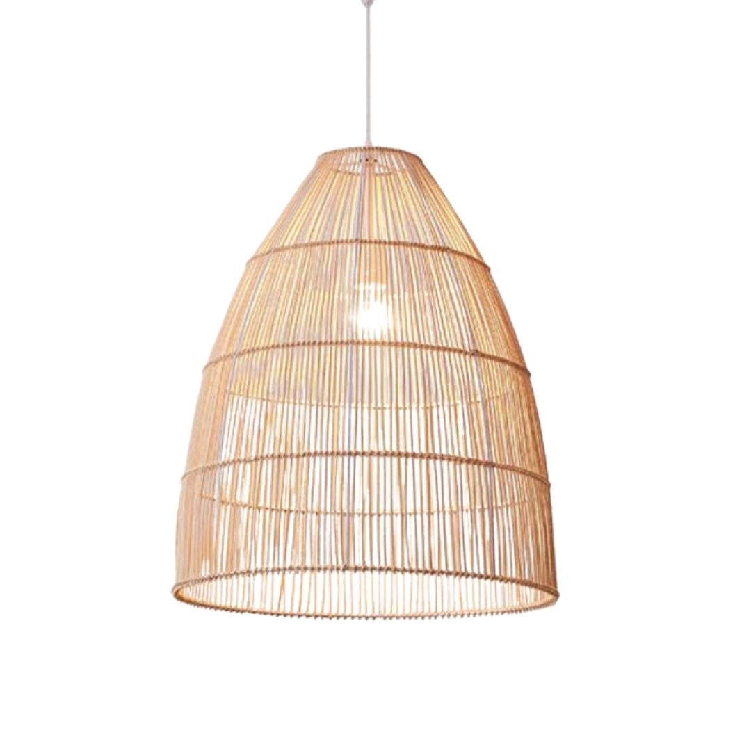 Rattan Ceiling Light Suitable for Hospitality and Commercial Spaces with Durable Structure and Warm Ambient Lighting