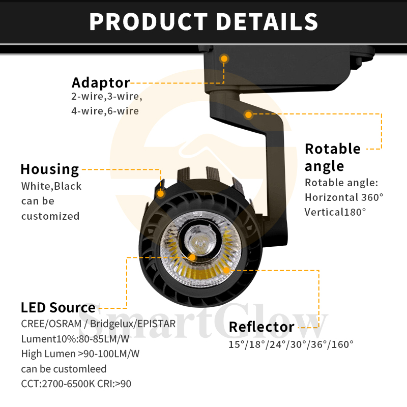 Commercial Shope Project Dali Dimmable Led Track Light Adjustable Cob Spot Light Smart Tuya Zigbee Track Light System