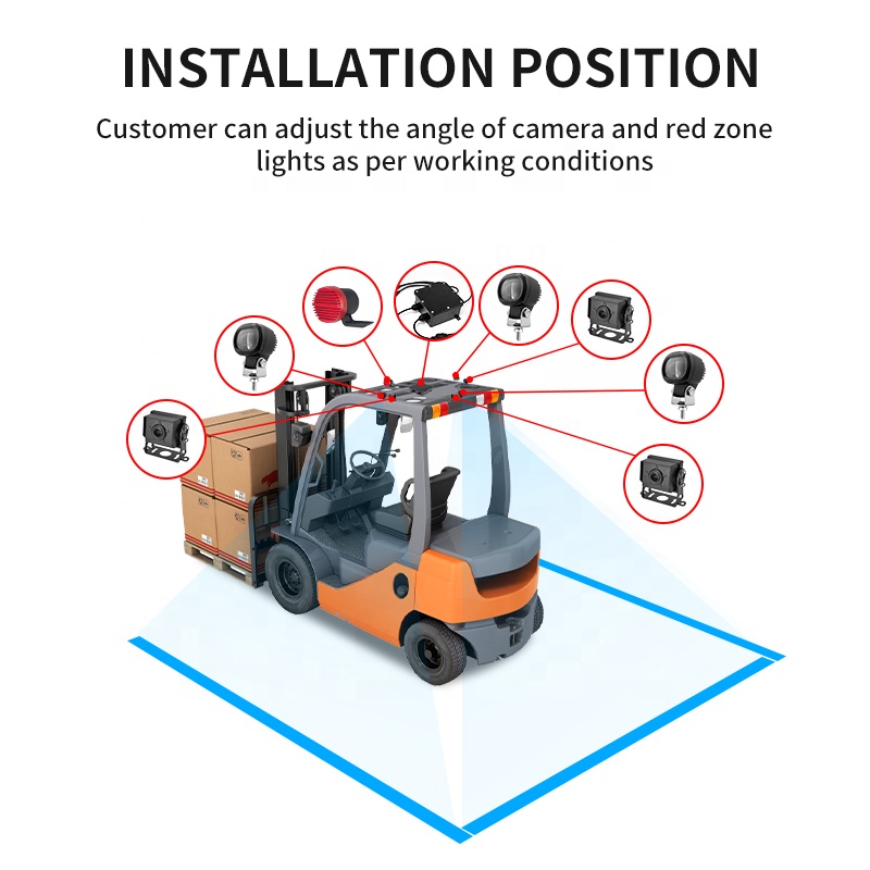bluespot tail laser led zone red light warning pedestrian blue spot safety camera ai forklift collision avoidance system