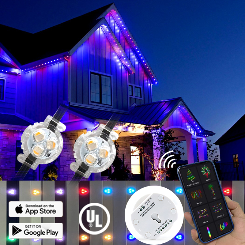IPX Pixel Outdoor LED PVC Point Light Controller App Addressable Smart Christmas Lights Garden Permanent Use IP67 Rated