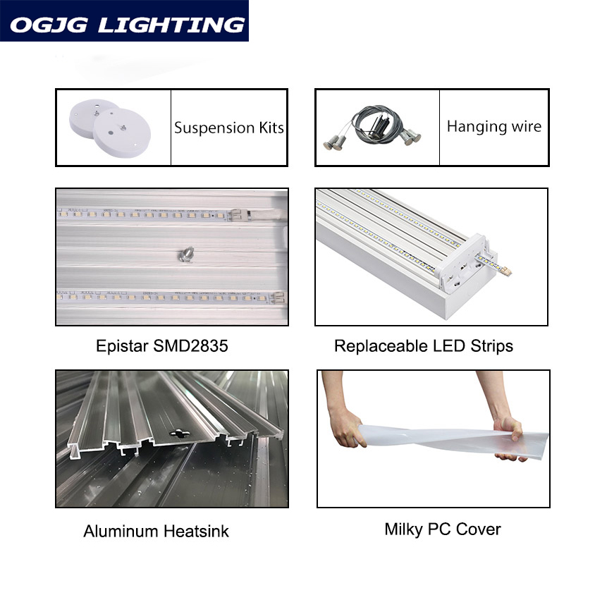 ETL CETL DLC 4ft 40W 60W Classroom Lighting Fixture LED Tube Lights Linear Batten Light