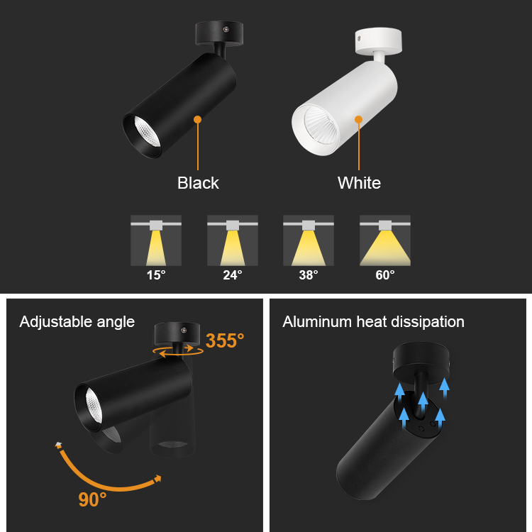 Modern Dimmable Hanging LED Spotlight Recessed COB Down Light Rail Magnetic Track Spot Light Surface Mounted Ceiling Downlight