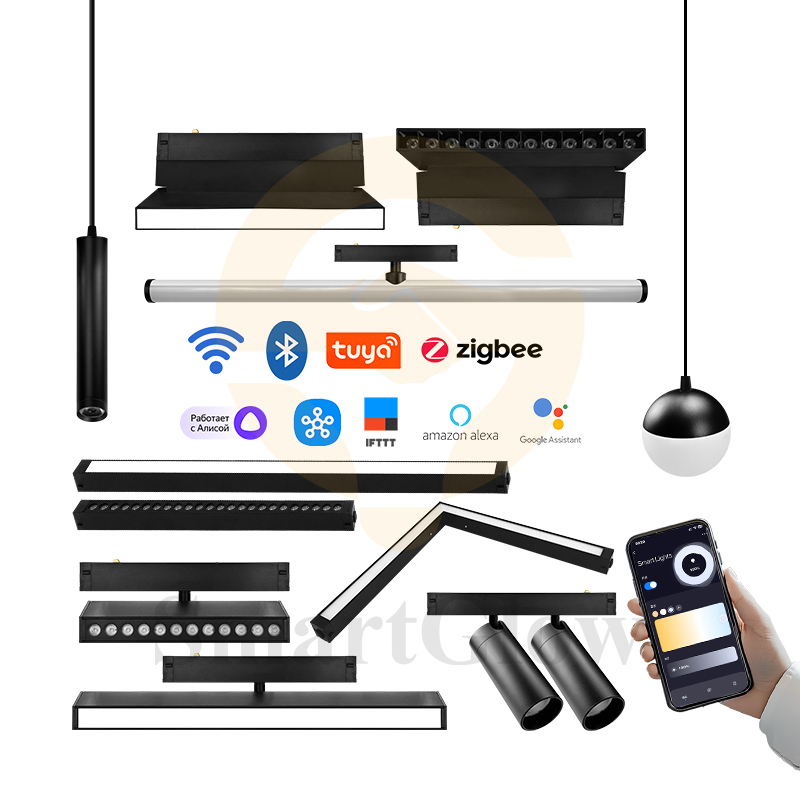 Tuya Smart Intelligent System Apartment Villa Decoration Lighting Stretch Ceiling Soft Film Profile Magnetic Track Light 220V