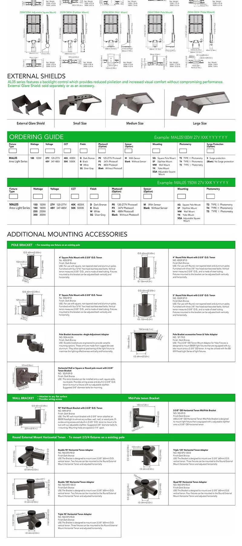 Modern Bright LED Stylish Outdoor Design Urban Commercial Areas Street Lighting Dimensions