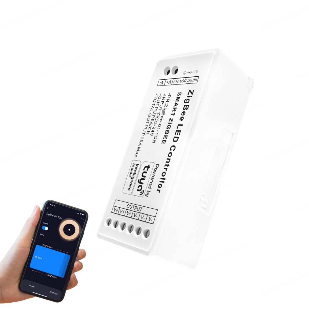 Tuya Smart Zigbee DC5-24V 1 Channel Single Color Dimmer Controller 180W 6A Alexa Google SmartLife App Control WiFi 20m Remote