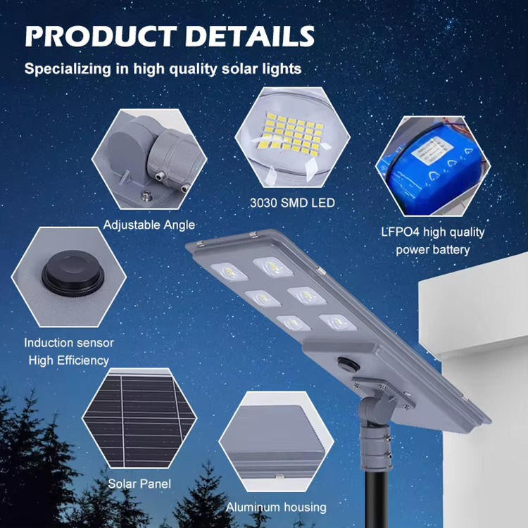 Sensor Control Square Highway Waterproof Outdoor Garden Ip65 100W 200W 300W All in One Integrated Led Solar Streetlights