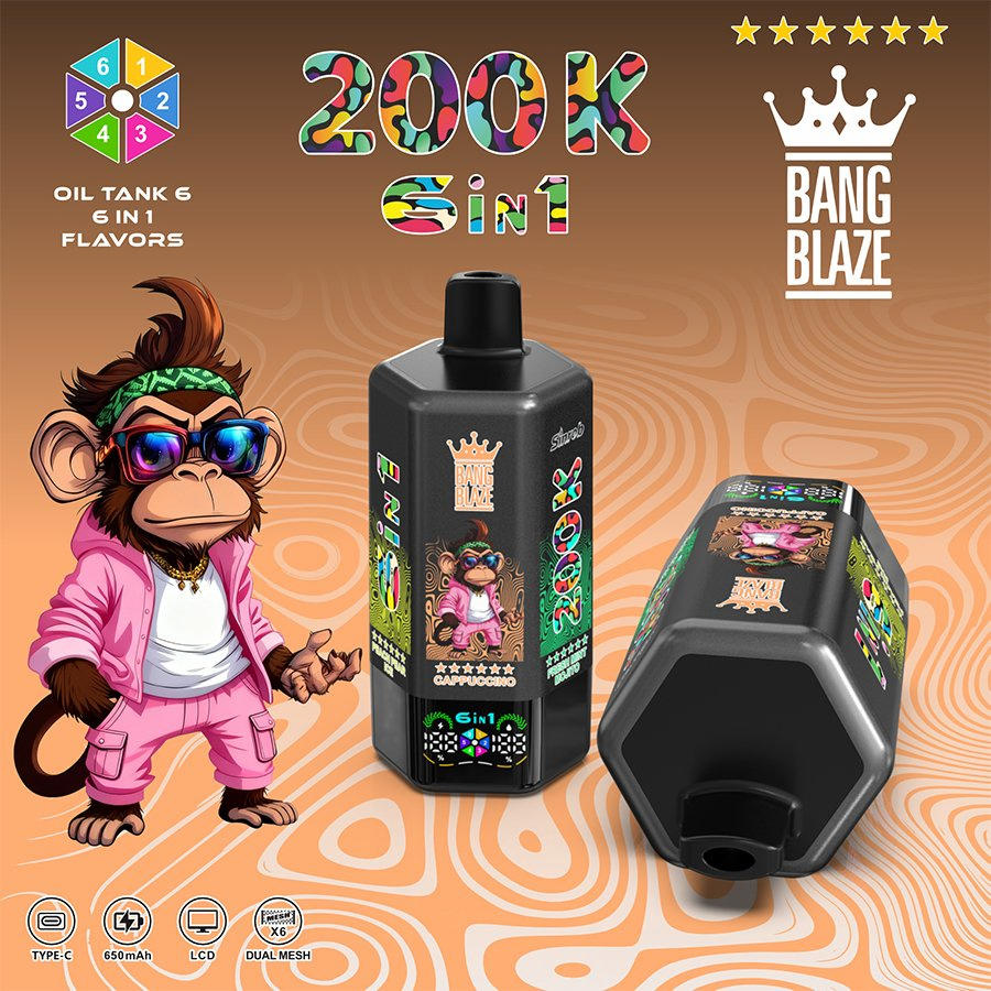 Bang Blaze 200K 6in1 Premium Disposable Vape Kit High Puff Count with Smooth Draw and Strong Vapor Production