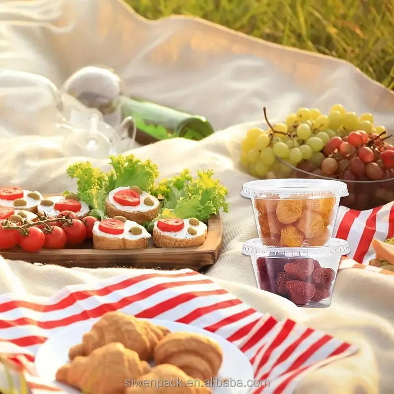 Food Packaging Supply Disposable PP Plastic Portion Control Container with Lids Souffl&eacute; Cups Multiple Sizes Available