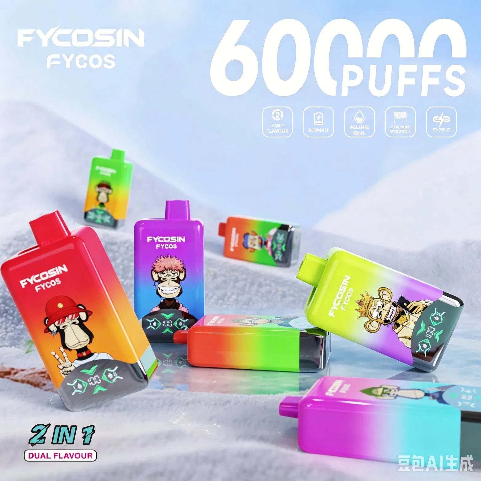 Fycosin Vaper 50000 60000 Puff 50K 40K Vaping Disposable Electronic Cigarette Dual Flavor Vapor Smoke Pen Crystal Wape Sweet E Puff Tornado Online Shopping Vape