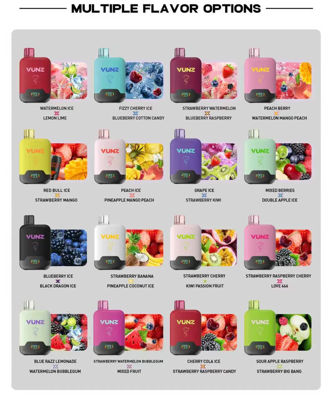 Vunz Rechargeable Disposable Vape Tornado Dual Flavor Vaper 60000 Puff