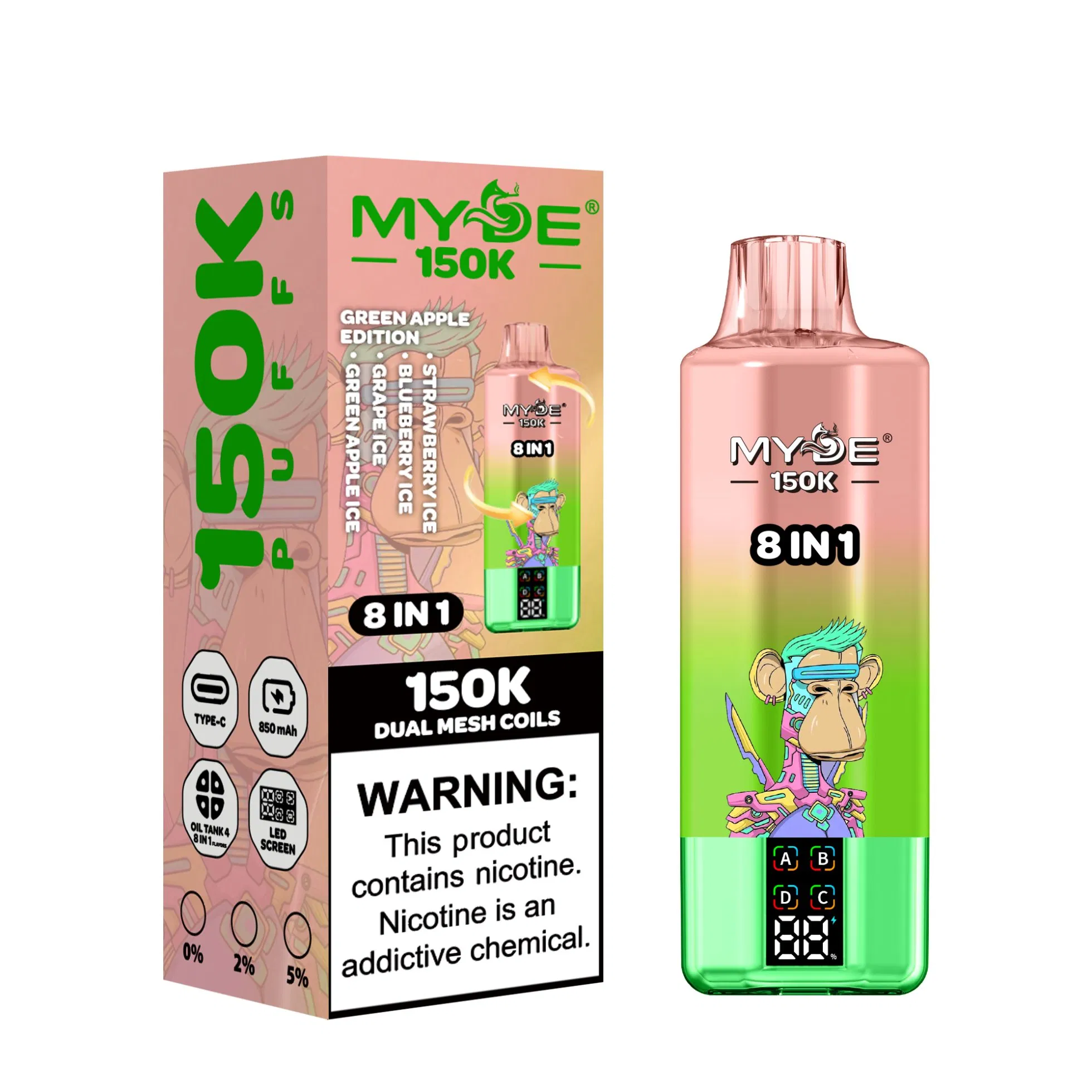 Wholesale New Model Myde 8in1 150K 150000 Puffs Mesh Coil X4 850mAh Battery Disposable Vape