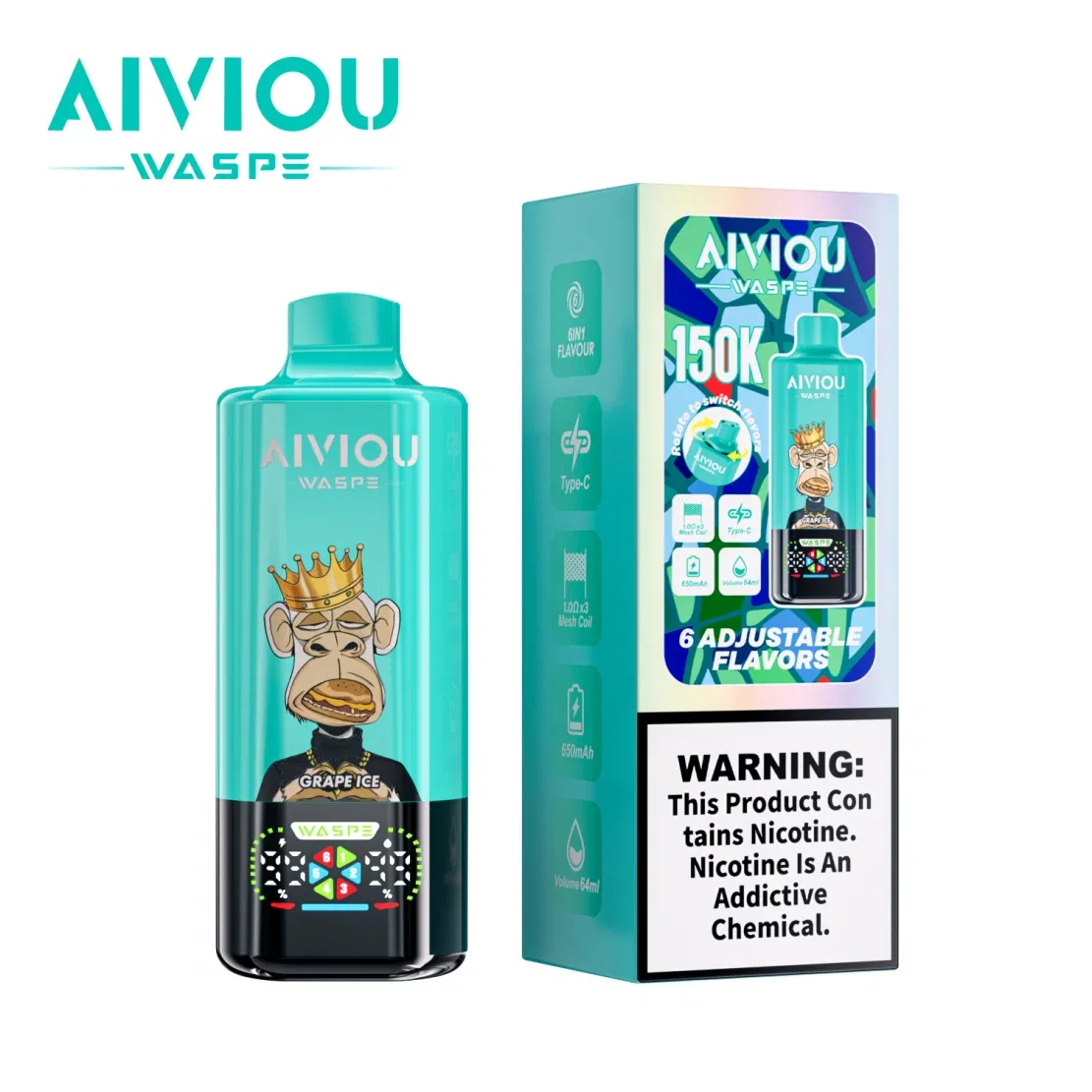 Zesty USA-Assembled Aluminum Alloy Waspe Aiviou 6 in 1 150K Puffs High Puff Count EU Warehouse Disposable Vapes for Germany