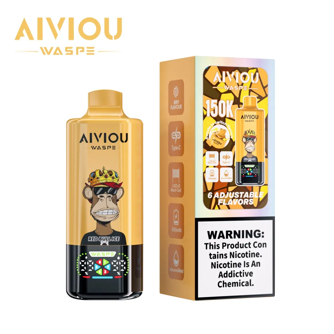Zesty USA-Assembled Aluminum Alloy Waspe Aiviou 6 in 1 150K Puffs High Puff Count EU Warehouse Disposable Vapes for Germany