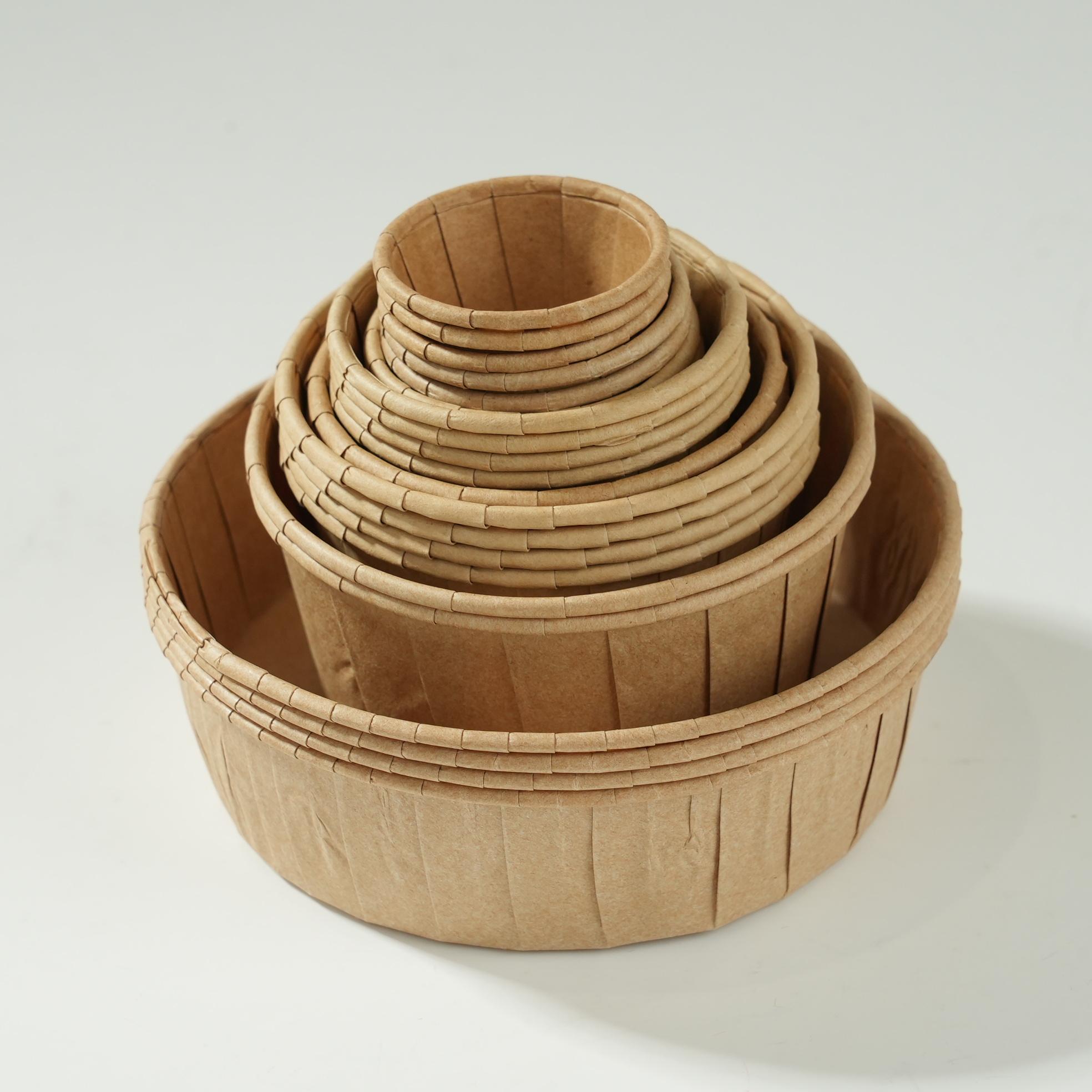 High Quality Brown Disposable Square Souffle Paper Cups Waterproof Greaseproof for Dipping Sauce Egg Biodegradable Wholesale