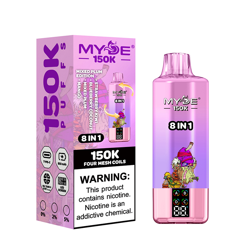Wholesale New Model Myde 8in1 150K 150000 Puffs Mesh Coil X4 850mAh Battery Disposable Vape