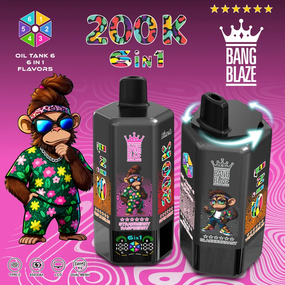 Bang Blaze 200K 6in1 Premium Disposable Vape Kit High Puff Count with Smooth Draw and Strong Vapor Production