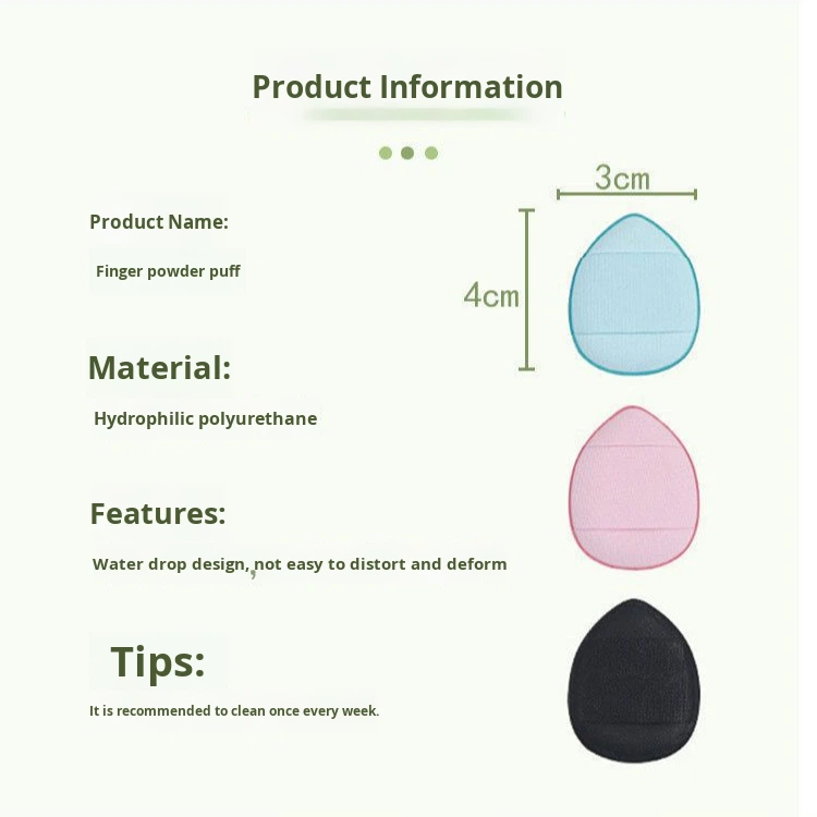 15/30/60/100 Pcs Water-Activated Wet and Dry Dual-Use Makeup Tool Mini Drop Shape Finger Soft Hydrophilic Non-Latex Powder Puff