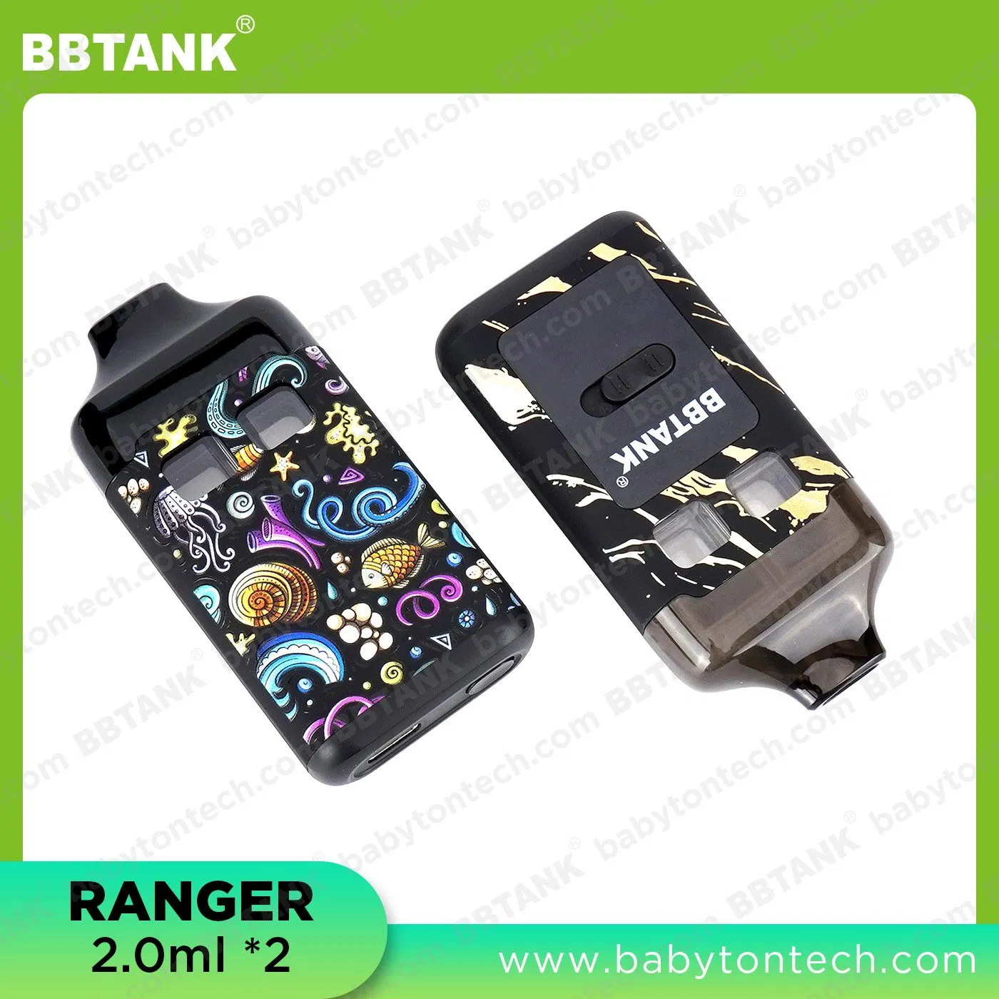 New Arrival Bbtank Wholesale Dual Chamber Disposable Vape Pen Ranger with Big Customized Screen 2ml+2ml Factory Price 3 Flavor in One