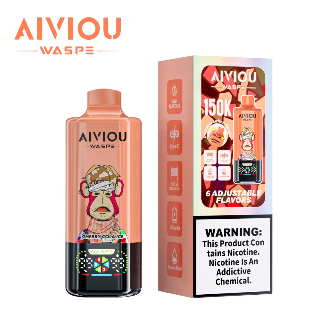 Zesty USA-Assembled Aluminum Alloy Waspe Aiviou 6 in 1 150K Puffs High Puff Count EU Warehouse Disposable Vapes for Germany