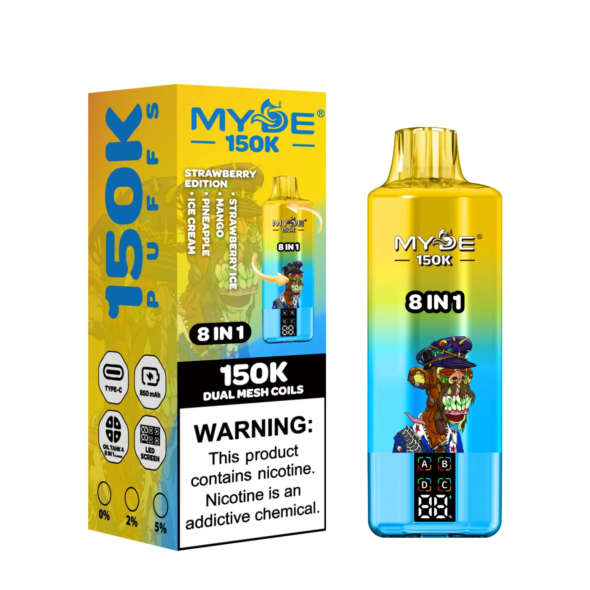 Wholesale New Model Myde 8in1 150K 150000 Puffs Mesh Coil X4 850mAh Battery Disposable Vape