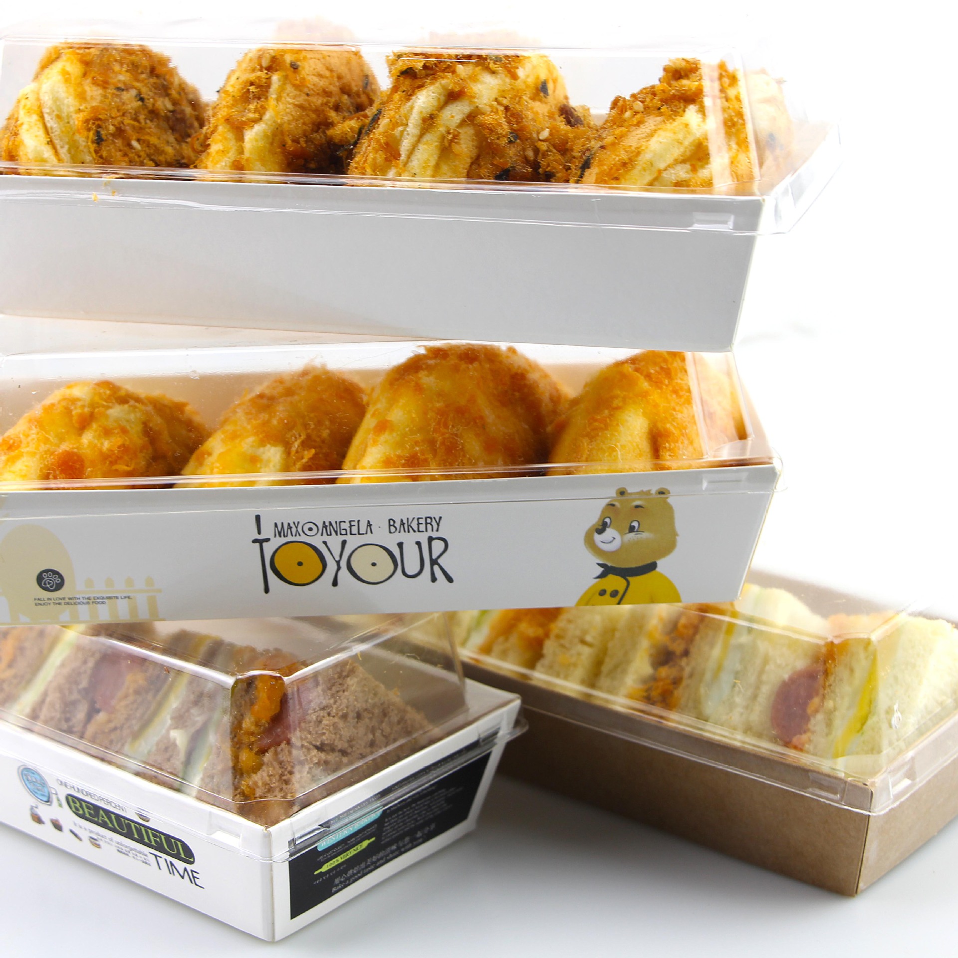 Disposable Transparent Plastic Box for Tiramisu Cake Xue Mei Niang Puff Recyclable Feature for Baking Foods
