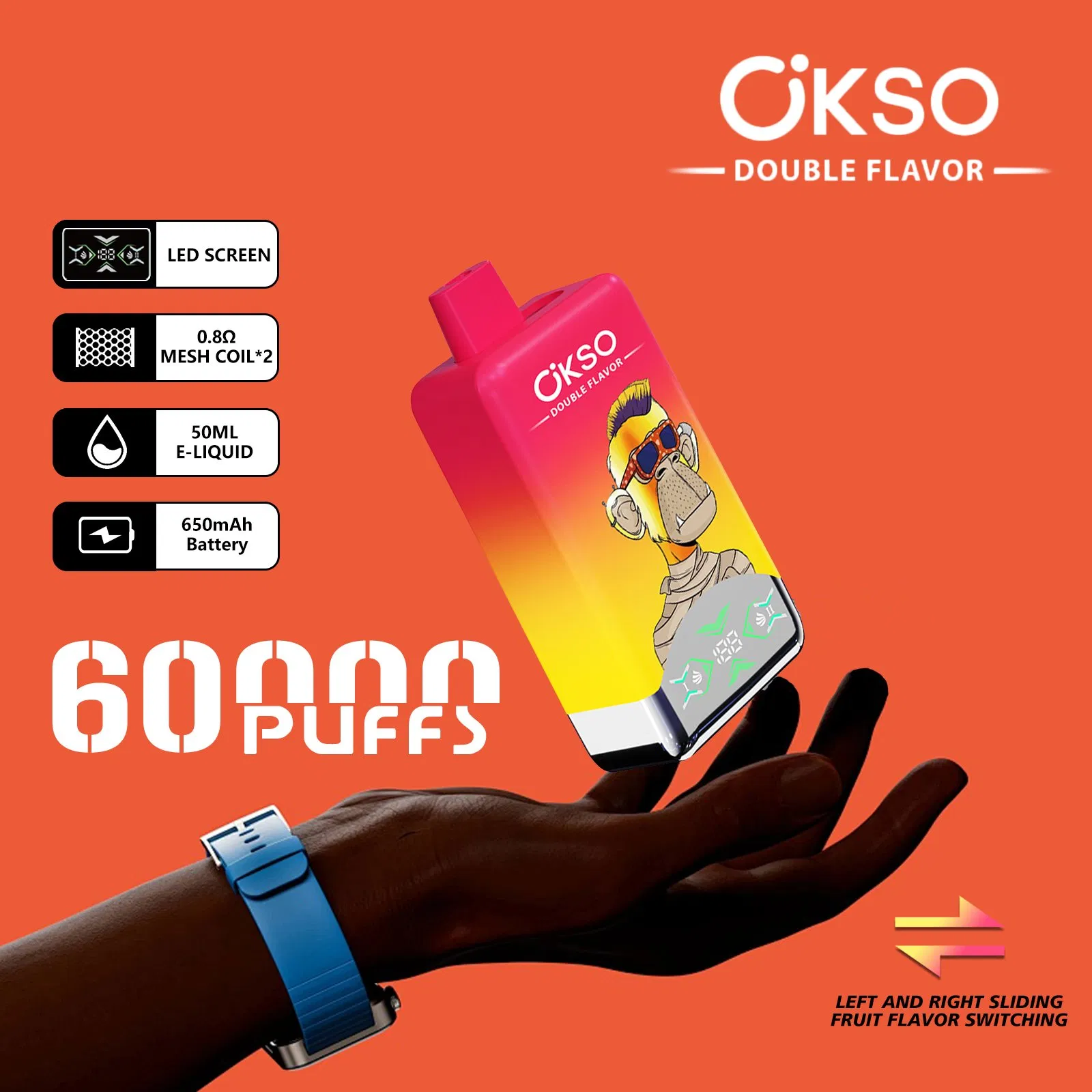 Okso Rechargeable Disposable Vape EU Warehouse Elf Box Dual Flavor Vaper 60000 Puff 50K 60K 2 in 1 Tornado Vaping E Cigarette Wholesale Piece Vape