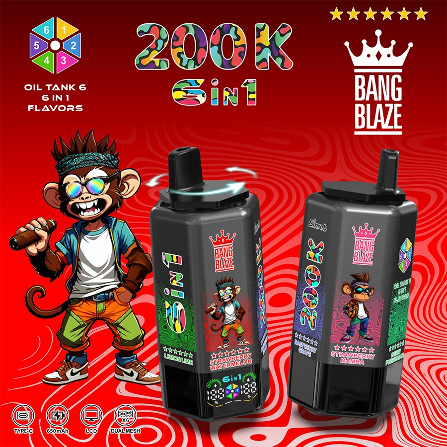 Bang Blaze 200K 6in1 Premium Disposable Vape Kit High Puff Count with Smooth Draw and Strong Vapor Production
