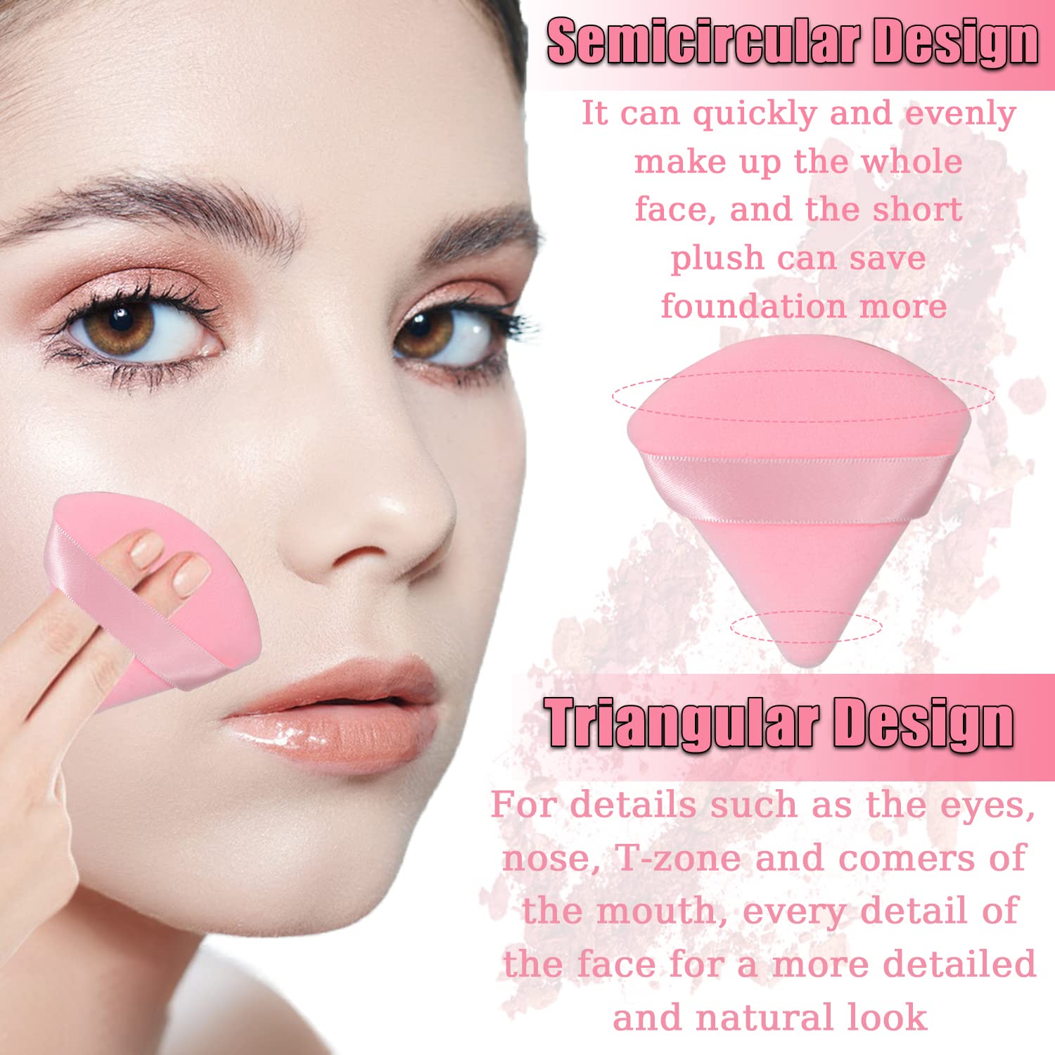8PCS High Quality Makeup Puff with Plastic Box Facial Foundation Powder Puff Sponge Triangle Powder Puff with Dry Wet Usage