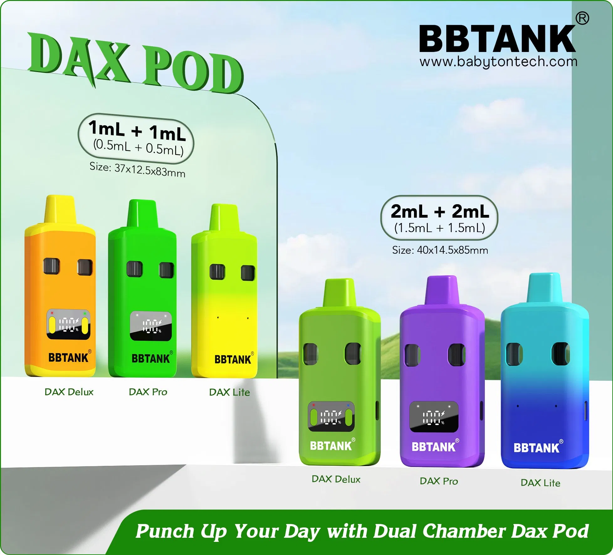 Newest Dual Chamber 1g 2g Bbtank Adjustable Voltage Live Resin Rosin Distillate Disposable Vape Dax Lite 3 Flavors