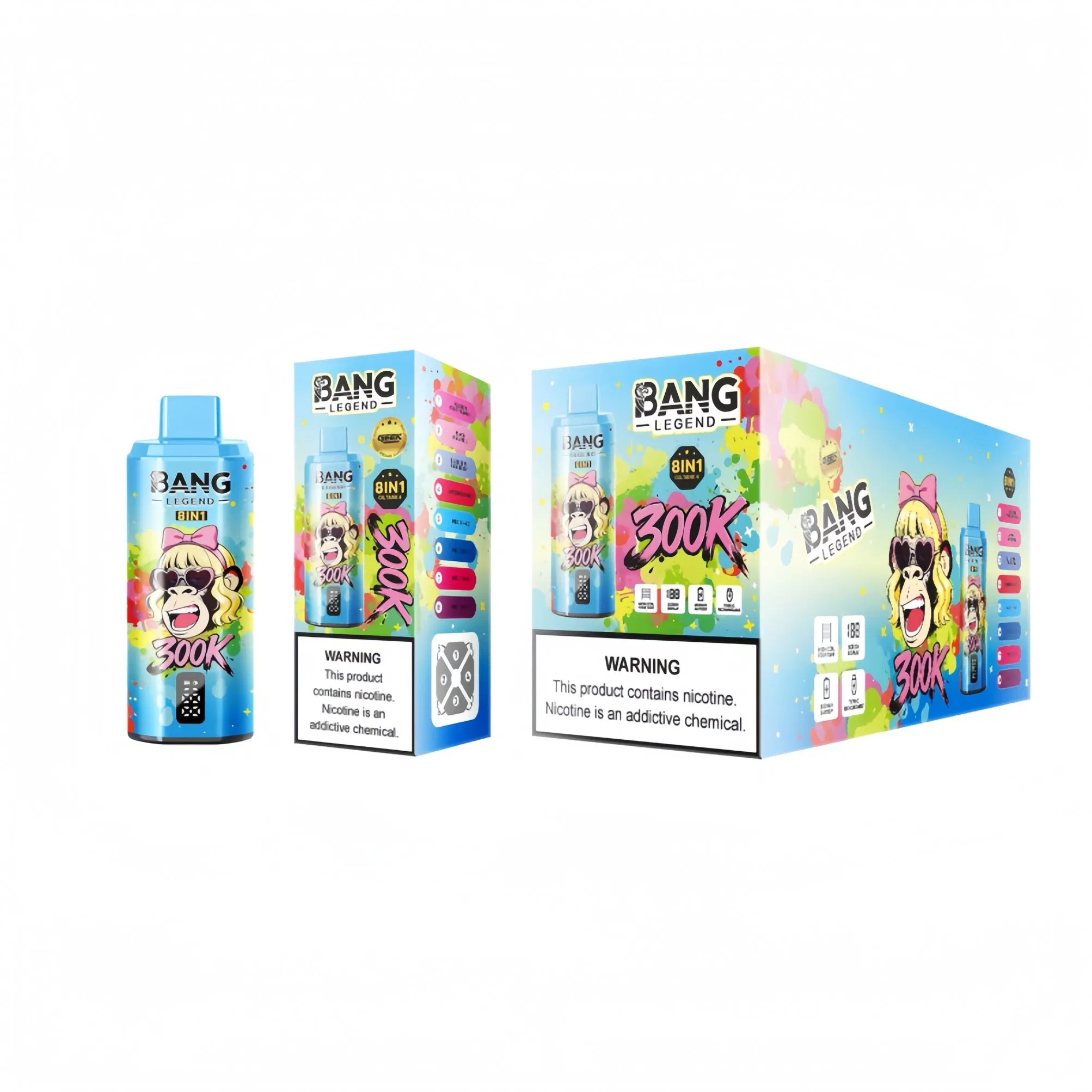 China Wholesale Vape 300000 Bang Legend 300K 8in1 Disposable Vape Shisha Oil Tank 4 Big Digital Puff Count Screen Type-C Fast Charging 850mAh Battery 200K 250K