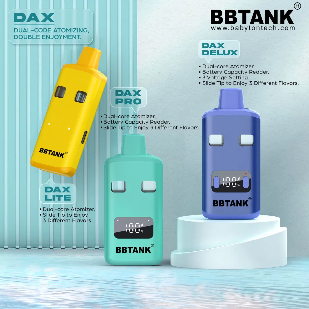 Newest Dual Chamber 1g 2g Adjustable Voltage Live Resin Rosin Distillate Disposable Vape Dax Lite 3 Flavors