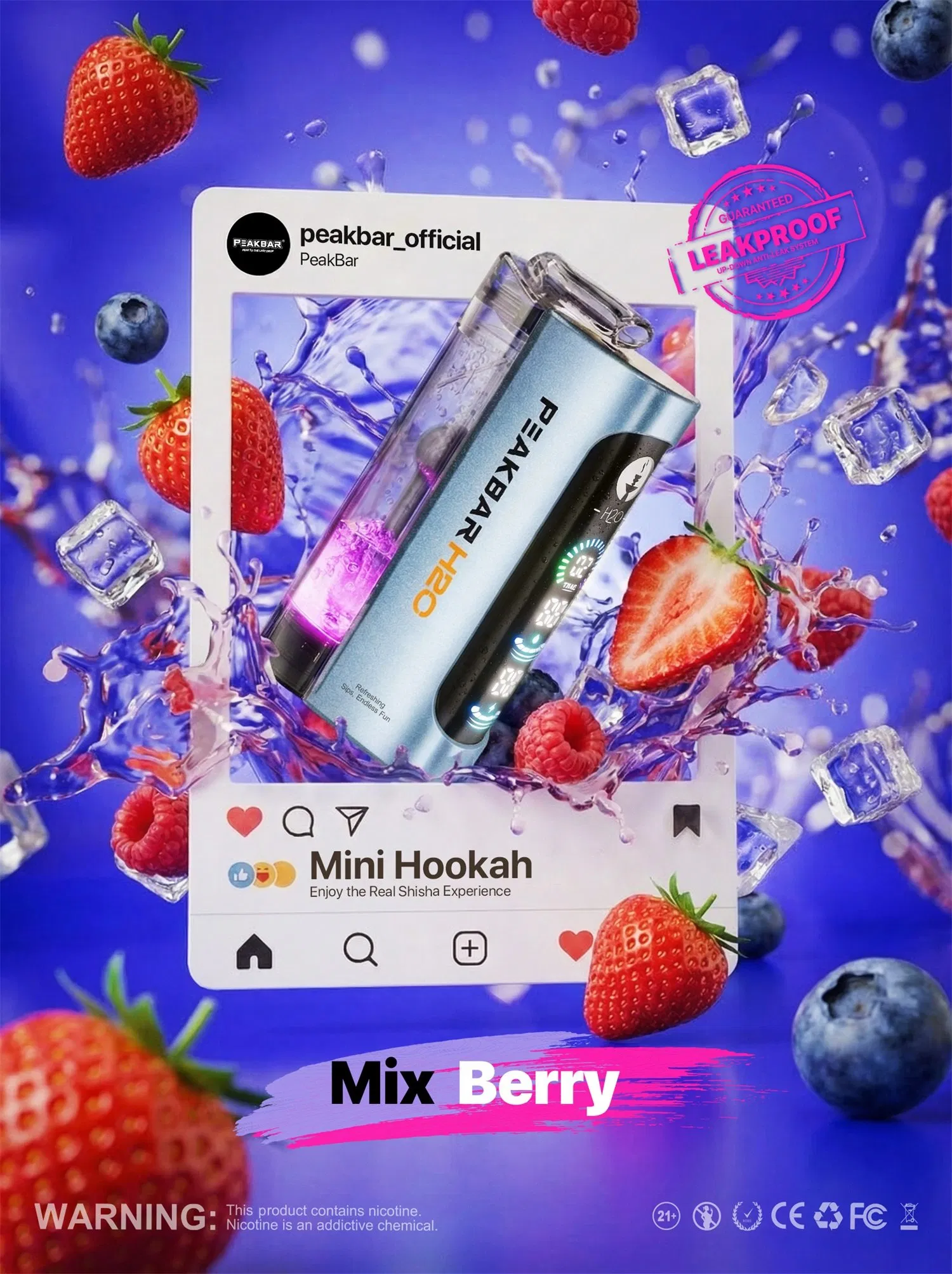 Peakbar 40000 Puffs Rechargeable Disposable Vape Rich Shisha Flavors 20ml E-Liquid Dual Mesh Coil Big Cloud Vapor for Wholesale
