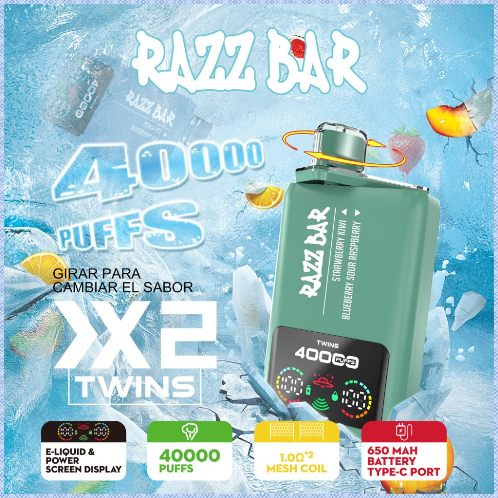 Razz Bar Electronic Cigarette Wholesale Vape 20000+20000 Puffs Disposable Vaper Dual Mesh Coil 2 in 1 Double Flavor 40000 Puff 40K Vaper