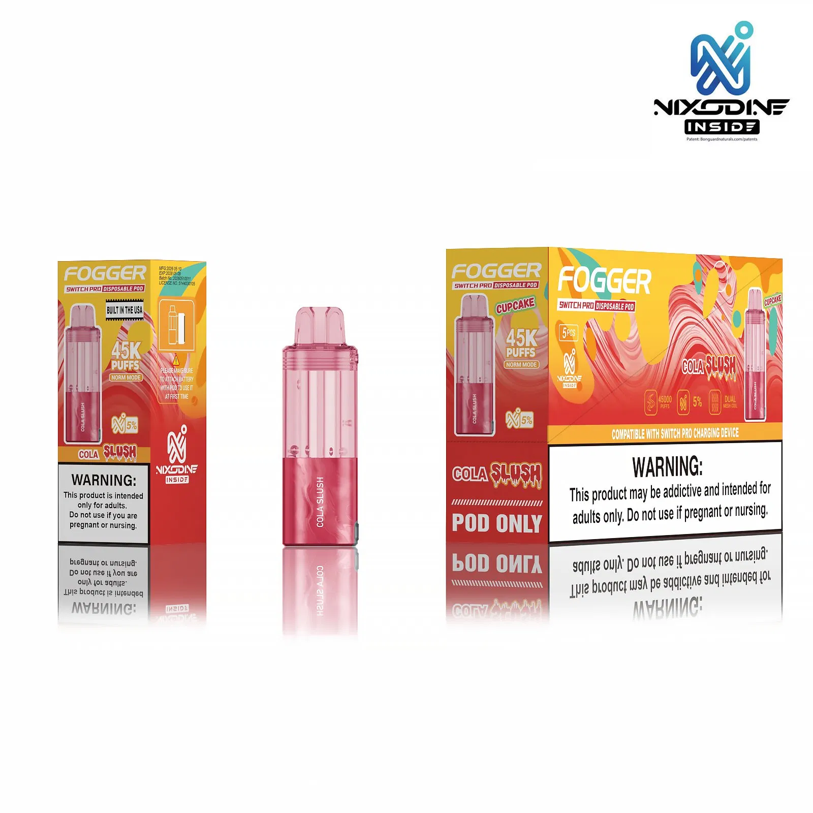 Fogger Switch PRO Nixodine Vape 45K Puffs Dual Core Nicotine-Free Disposable 29 Flavors