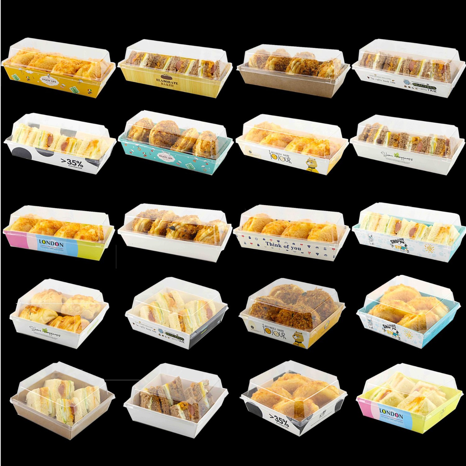 Disposable Transparent Plastic Box for Tiramisu Cake Xue Mei Niang Puff Recyclable Feature for Baking Foods