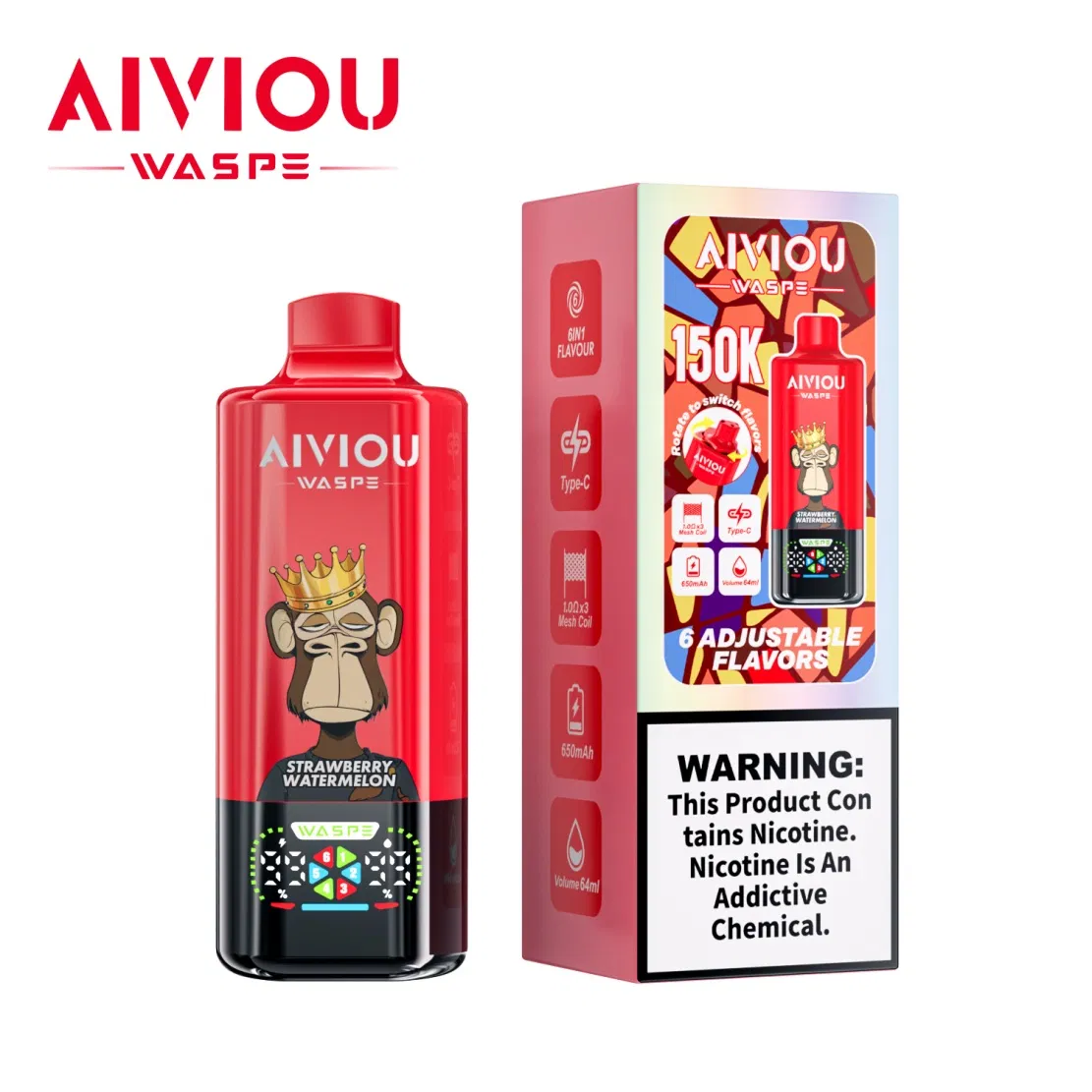 Zesty USA-Assembled Aluminum Alloy Waspe Aiviou 6 in 1 150K Puffs High Puff Count EU Warehouse Disposable Vapes for Germany