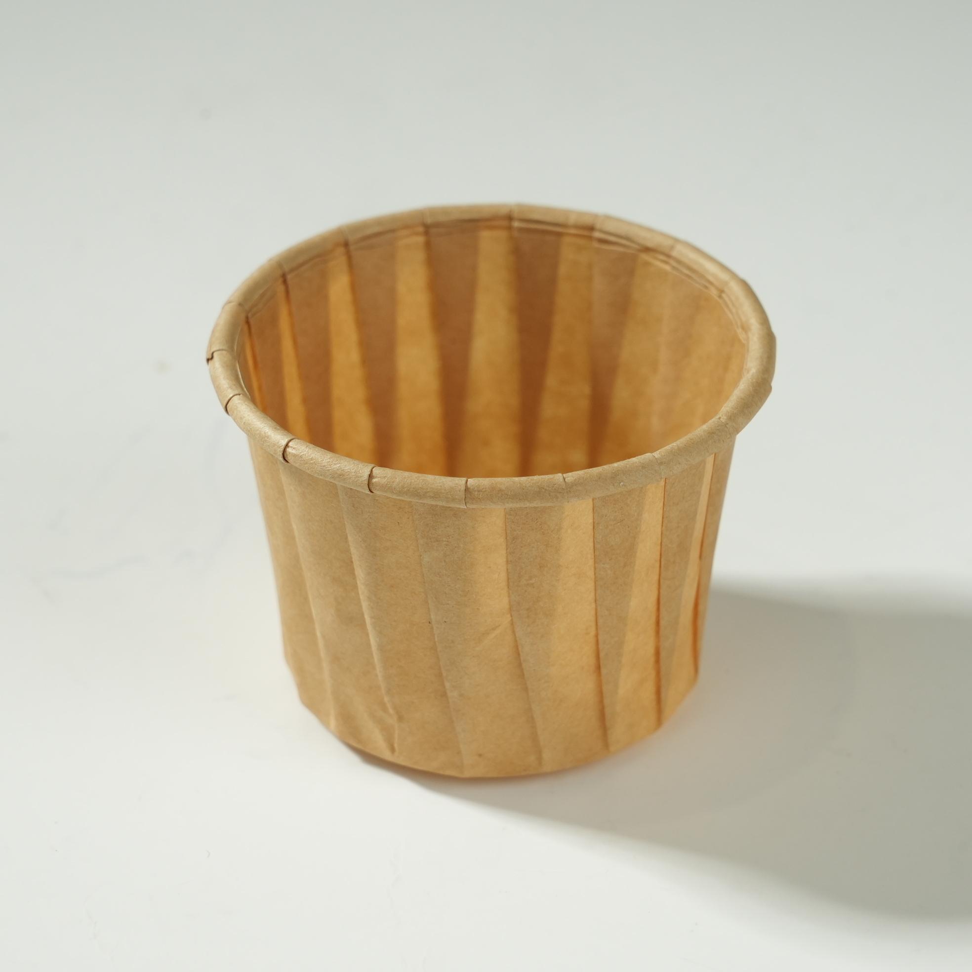 High Quality Brown Disposable Square Souffle Paper Cups Waterproof Greaseproof for Dipping Sauce Egg Biodegradable Wholesale