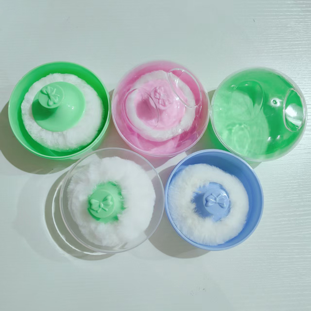 Quality Plastic Baby Care Supplies Body/Face Villus Powder Puff Container After-Bath Case Baby Powder Puff Box