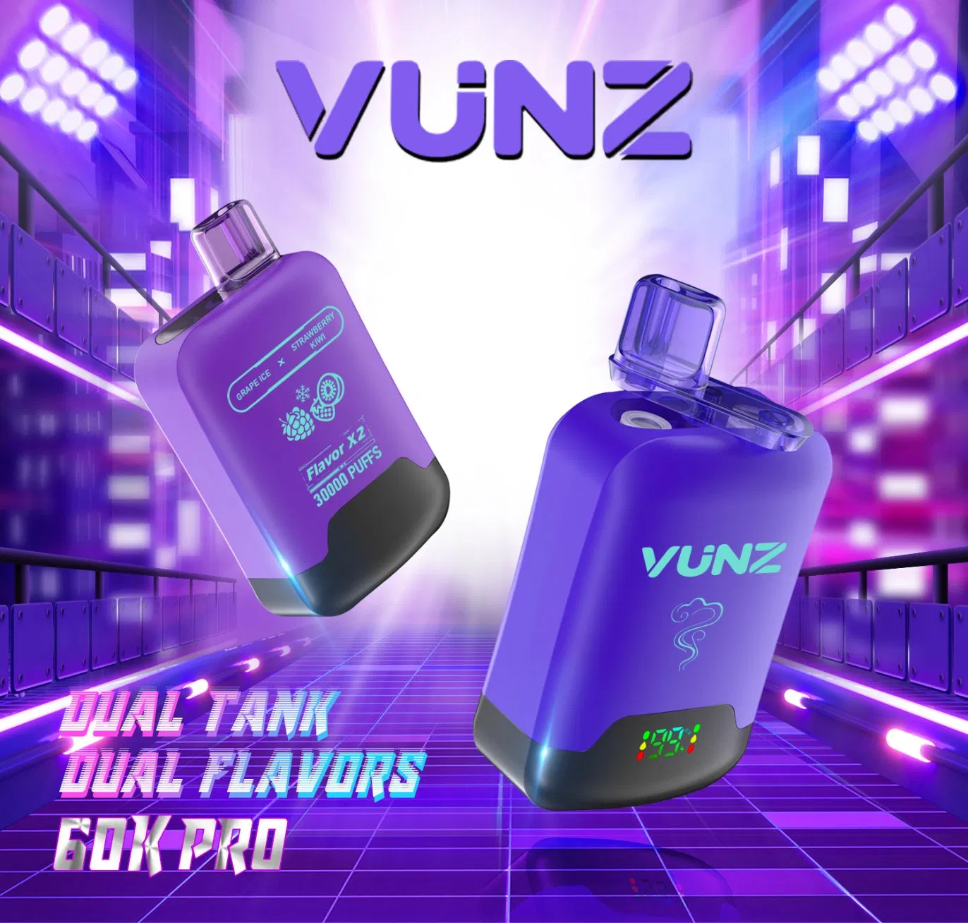 Vunz Rechargeable Disposable Vape Tornado Dual Flavor Vaper 60000 Puff 60K 50K Piece Vape 2 in 1 Smoke Vaping OEM E Cigarette Wholesale Vape Manufacturer