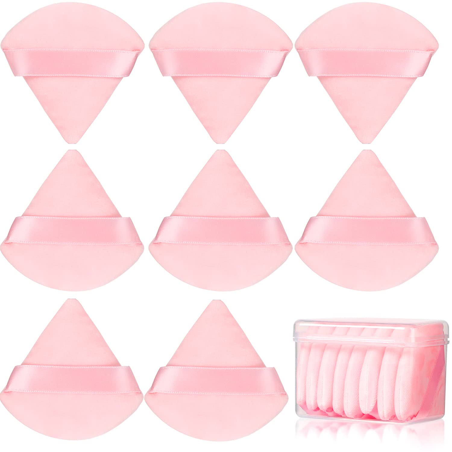 8PCS High Quality Makeup Puff with Plastic Box Facial Foundation Powder Puff Sponge Triangle Powder Puff with Dry Wet Usage