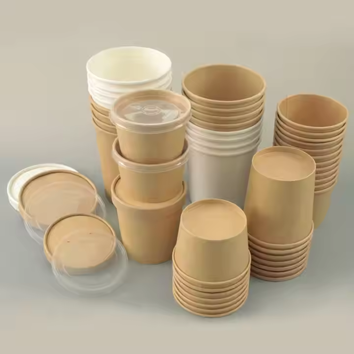 High Quality Durable Single Wall Paper Soup Bowl Disposable Condiment Pudding Small Containers Portion Sauce Cup with Lid