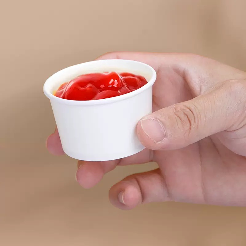 High Quality Durable Single Wall Paper Soup Bowl Disposable Condiment Pudding Small Containers Portion Sauce Cup with Lid