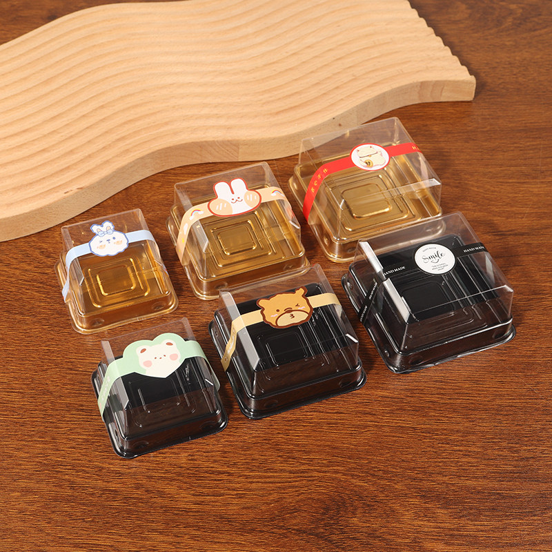 Square Cake Packaging Boxes, Disposable Transparent Dessert Containers, Baking Boxes for Egg Yolk Puffs and Ice Skin Mooncakes