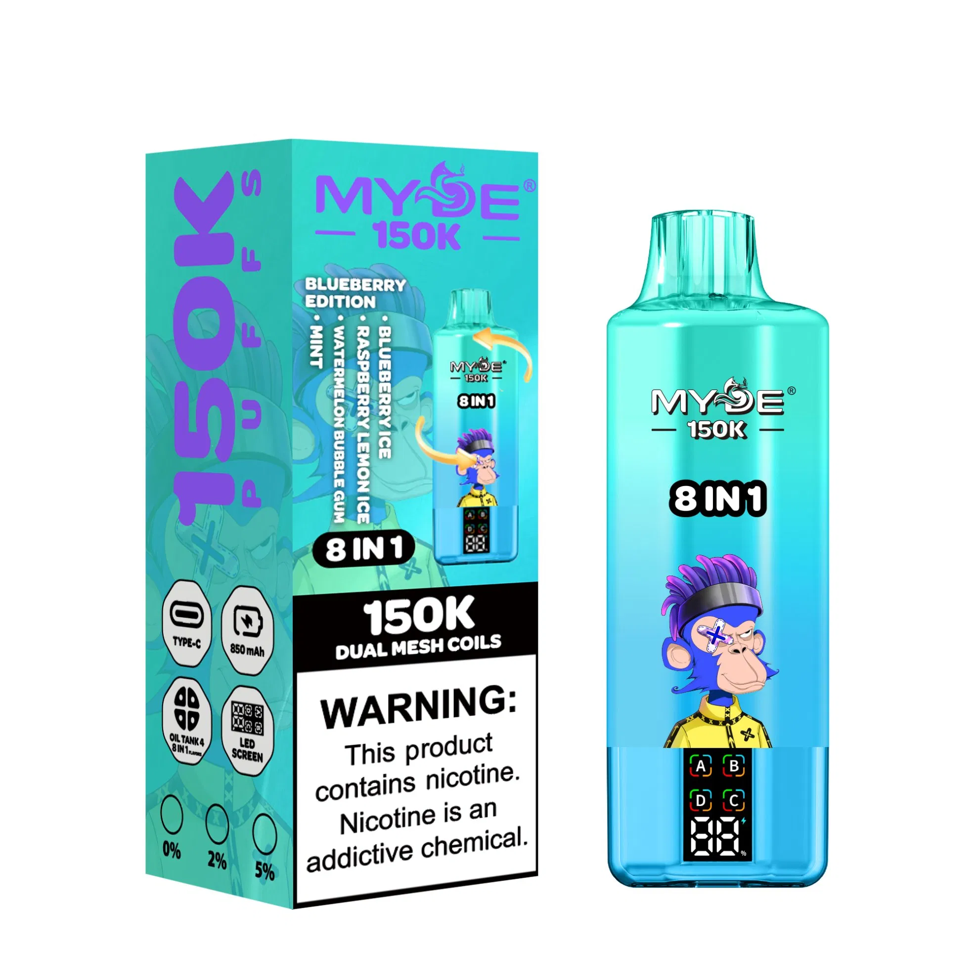 Wholesale New Model Myde 8in1 150K 150000 Puffs Mesh Coil X4 850mAh Battery Disposable Vape