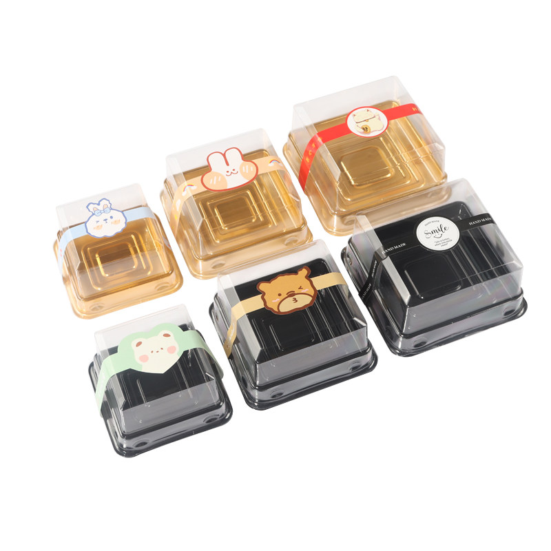 Square Cake Packaging Boxes, Disposable Transparent Dessert Containers, Baking Boxes for Egg Yolk Puffs and Ice Skin Mooncakes